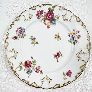 Vintage Limoges France GDA Burley & Co 5 Dessert Plates Gilded Floral Signed 6.2